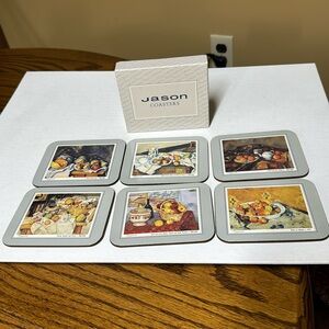 Jason Coaster Set Of 6 Cezanne Still Life Fruit Cork Backed Made In New Zealand